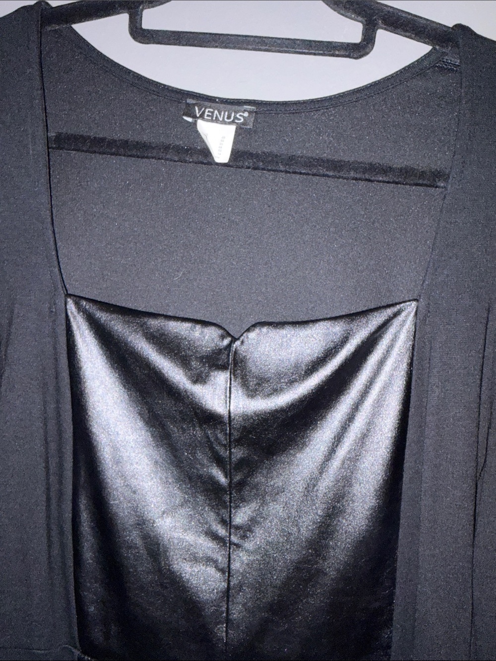 VENUS Black Long Sleeve Top with Faux Leather Front - Picture 3 of 6